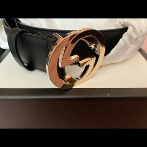 Gucci black interlocking G buckle belt